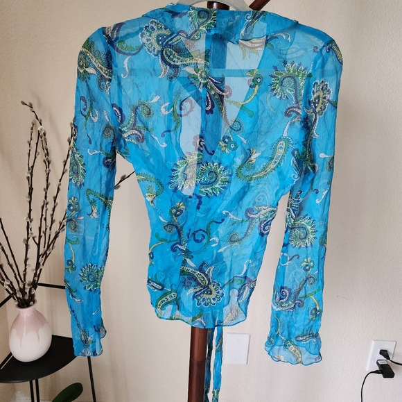 Silk, poly. sheer wrap cardigan, Laundry by Shelli Segal - Picture 8 of 9